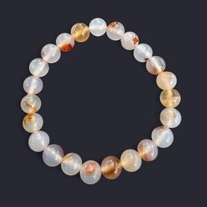 Flower Agate Gemstone Bead Bracelet 8mm